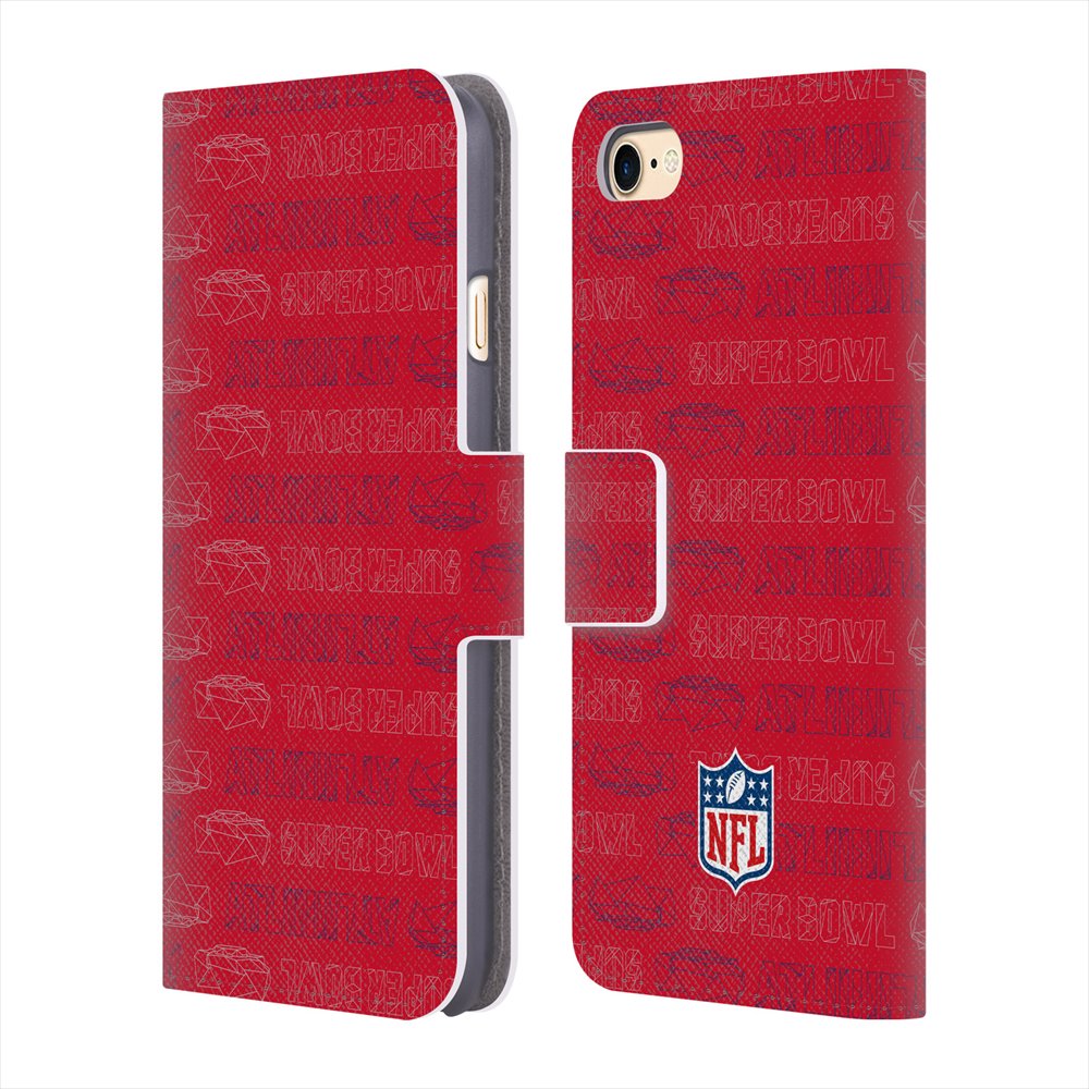 ATLANTA FALCONS（NFL） アトランタファルコンズ - Atlanta Red Pattern レザー手帳型 / Apple iPhoneケース 【公式 / オフィシャル】