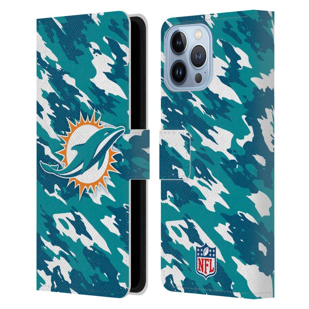 MIAMI DOLPHINS（NFL） マイアミドルフィンズ - Camou レザー手帳型 / Apple iPhoneケース 【公式 / オフィシャル】