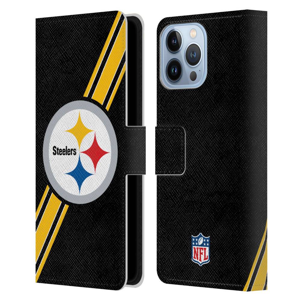 PITTSBURGH STEELERS（NFL） ピッツバーグスティーラーズ - Stripes レザー手帳型 / Apple iPhoneケース 【公式 / オフィシャル】