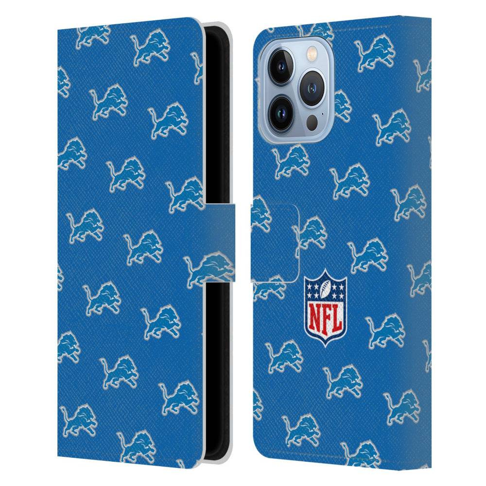 DETROIT LIONS（NFL） デトロイトライオンズ - Patterns　レザー手帳型 / Apple iPhoneケース 【公式 / オフィシャル】