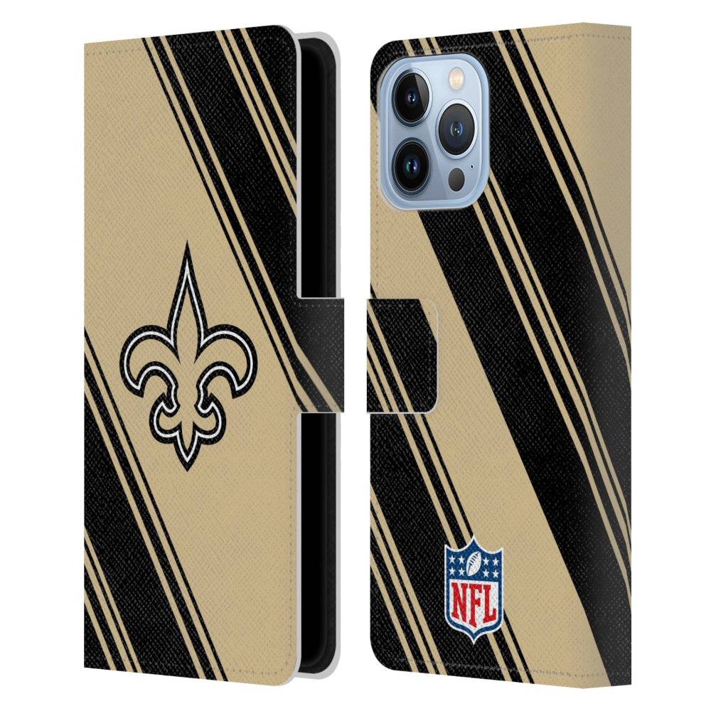 NEW ORLEANS SAINTS（NFL） ニューオーリンズセインツ - Stripes レザー手帳型 / Apple iPhoneケース 【公式 / オフィシャル】