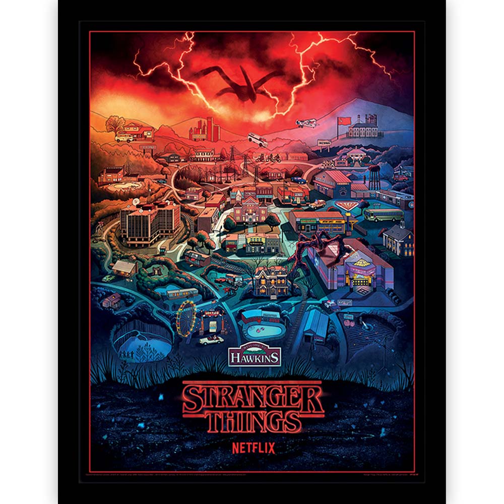 STRANGER THINGS ストレンジャー・シングス (シーズン5 2025年配信決定 ) - Hawkins Town / インテリア額 【公式 / オフィシャル】