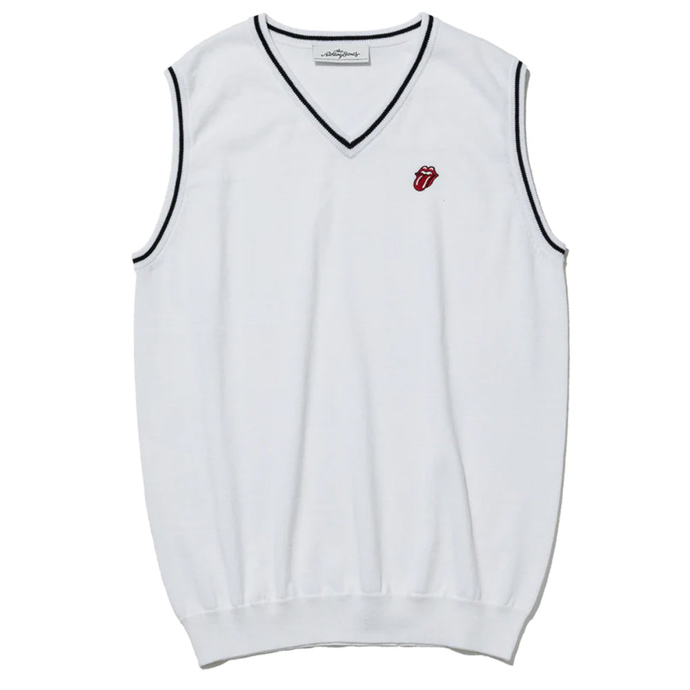 ROLLING STONES - Logo Knit Vest / White