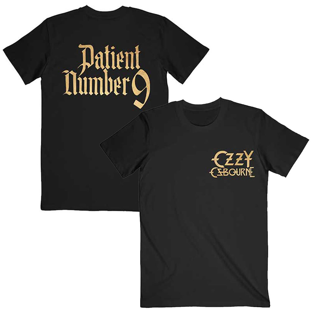 OZZY OSBOURNE オジーオズボーン (ソロ 45周年 ) - Patient No. 9 Gold Logo / バックプリントあり / Tシャツ / メンズ 【公式 / オフィシャル】