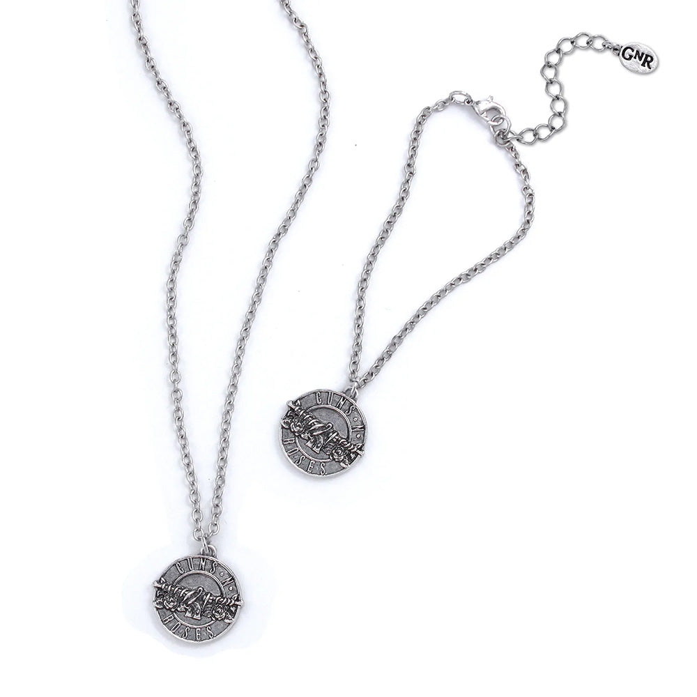 GUNS N ROSES ガンズアンドローゼズ - Disc Logo Necklace & Bracelet Set / ネックレス 【公式 / オフィシャル】