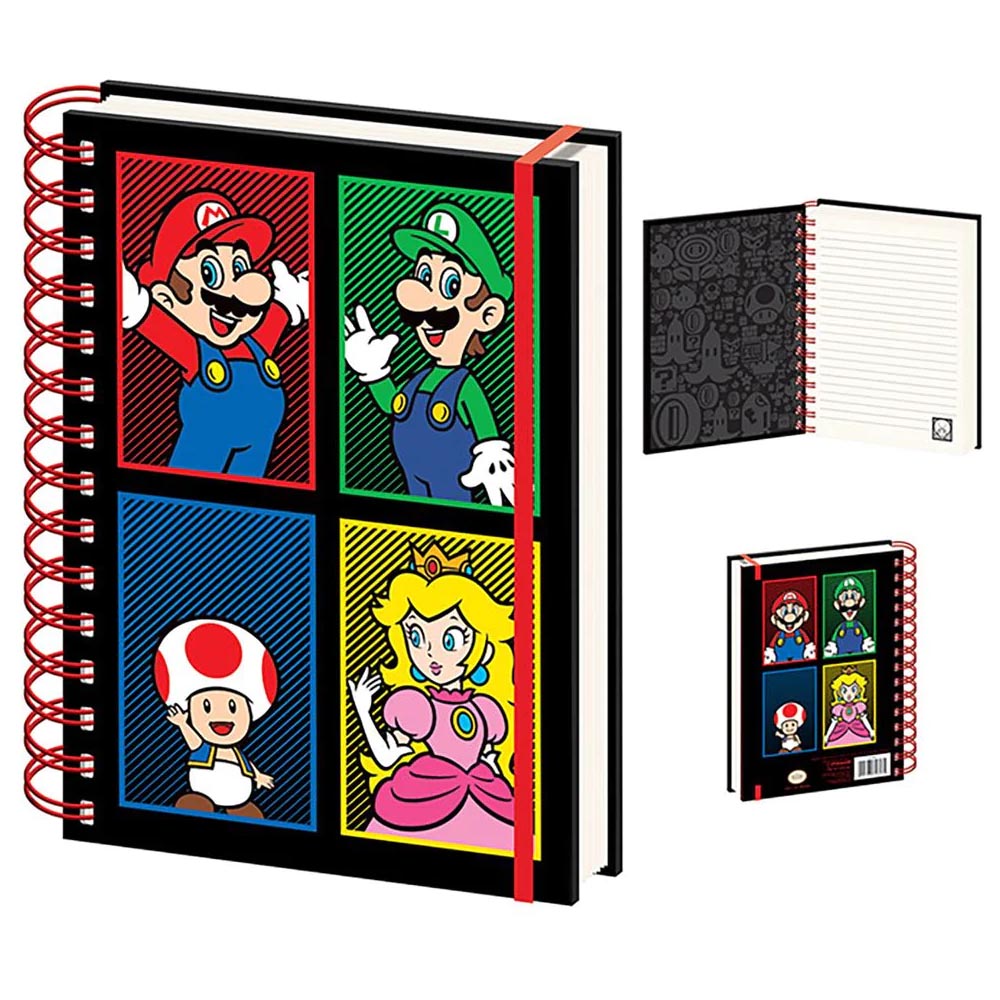 SUPER MARIO スーパーマリオ - 4 Colour / A5 Wiro Notebook / ノート・メモ帳 【公式 / オフィシャル】