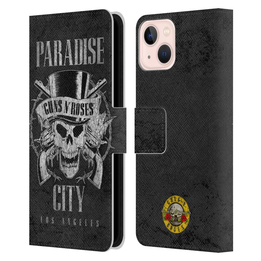 GUNS N ROSES ガンズアンドローゼズ - Paradise City レザー手帳型 / Apple iPhoneケース 【公式 / オフィシャル】