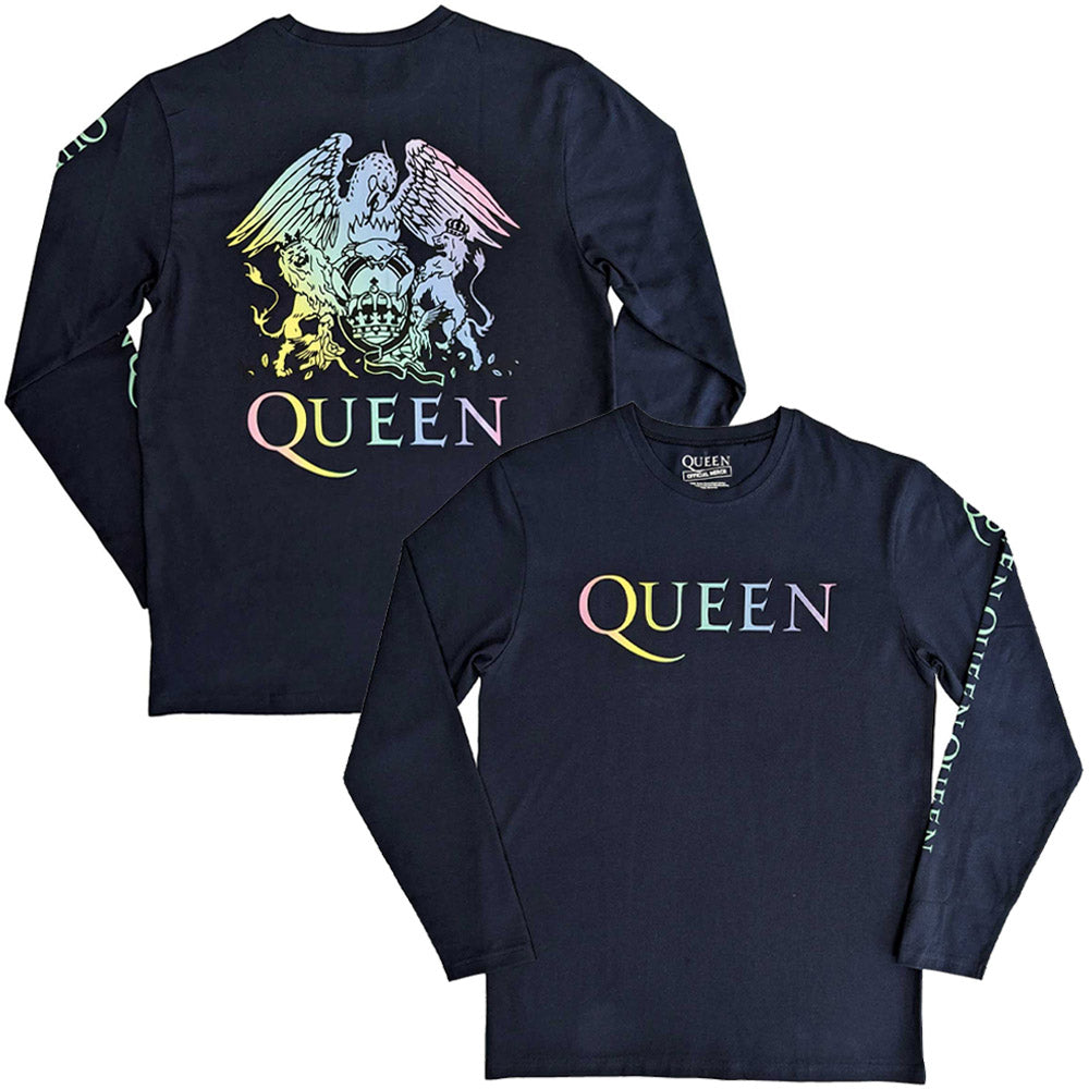 
                  
                    QUEEN クイーン - Rainbow Crest / バックプリントあり / 長袖 / Sleeve Print / Tシャツ / メンズ 【公式 / オフィシャル】
                  
                