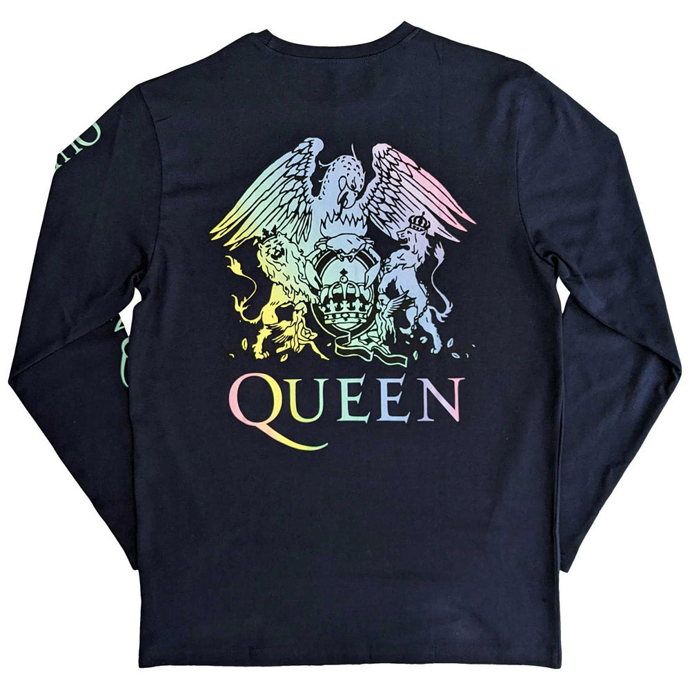 
                  
                    QUEEN クイーン - Rainbow Crest / バックプリントあり / 長袖 / Sleeve Print / Tシャツ / メンズ 【公式 / オフィシャル】
                  
                