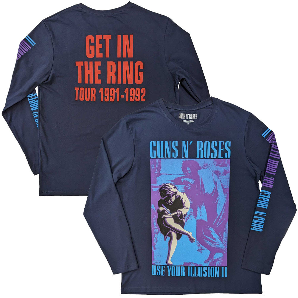 GUNS N ROSES ガンズアンドローゼズ - Get In The Ring Tour '91-'92 / バック＆アームプリントあり / 長袖 / Tシャツ / メンズ 【公式 / オフィシャル】