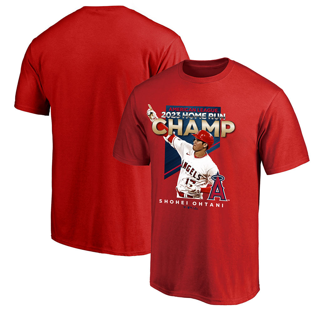 
                  
                    SHOHEI OHTANI 大谷翔平  Los Angeles Angels 2023 Home Run Champ RED Tシャツメンズ
                  
                