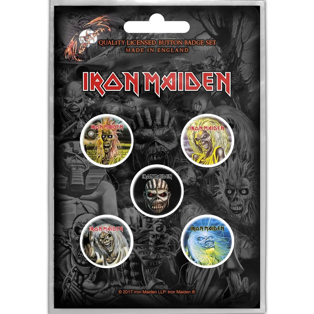 IRON MAIDEN アイアンメイデン (9月 来日 ) - THE FACES OF EDDIE / 5個セット / バッジ 【公式 / オフィシャル】