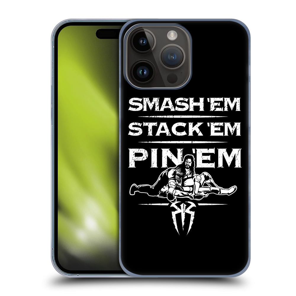 WWE ダブルダブルイー - R. Reigns Smash Em Stack Em Pin Em ハード case / Apple iPhoneケース 【公式 / オフィシャル】