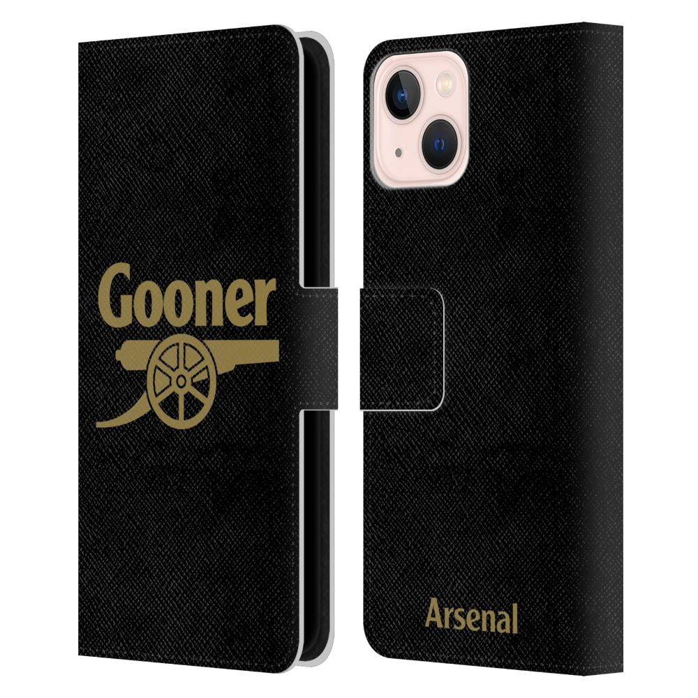 ARSENAL FC アーセナルFC Black and Gold レザー手帳型 Apple iPhoneケース 公式 オフィシャル