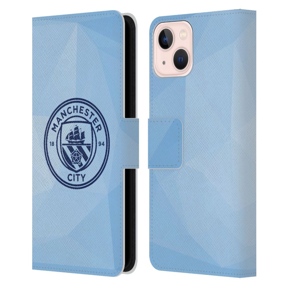 MANCHESTER CITY FC マンチェスターシティFC - Badge Geometric / Blue Obsidian Mono レザー手帳型 / Apple iPhoneケース 【公式 / オフィシャル】