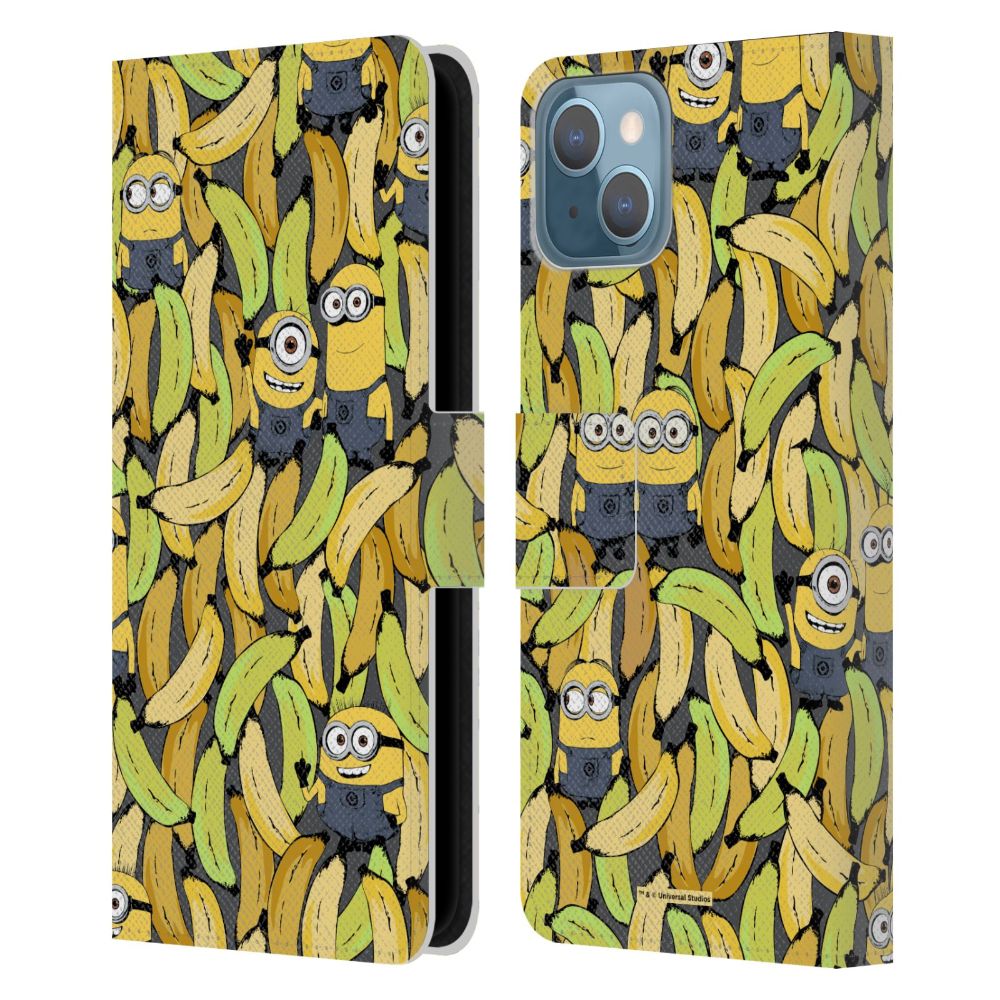 MINIONS ミニオンズ (新作 公開記念 ) - Banana Pattern レザー手帳型 / Apple iPhoneケース 【公式 / オフィシャル】