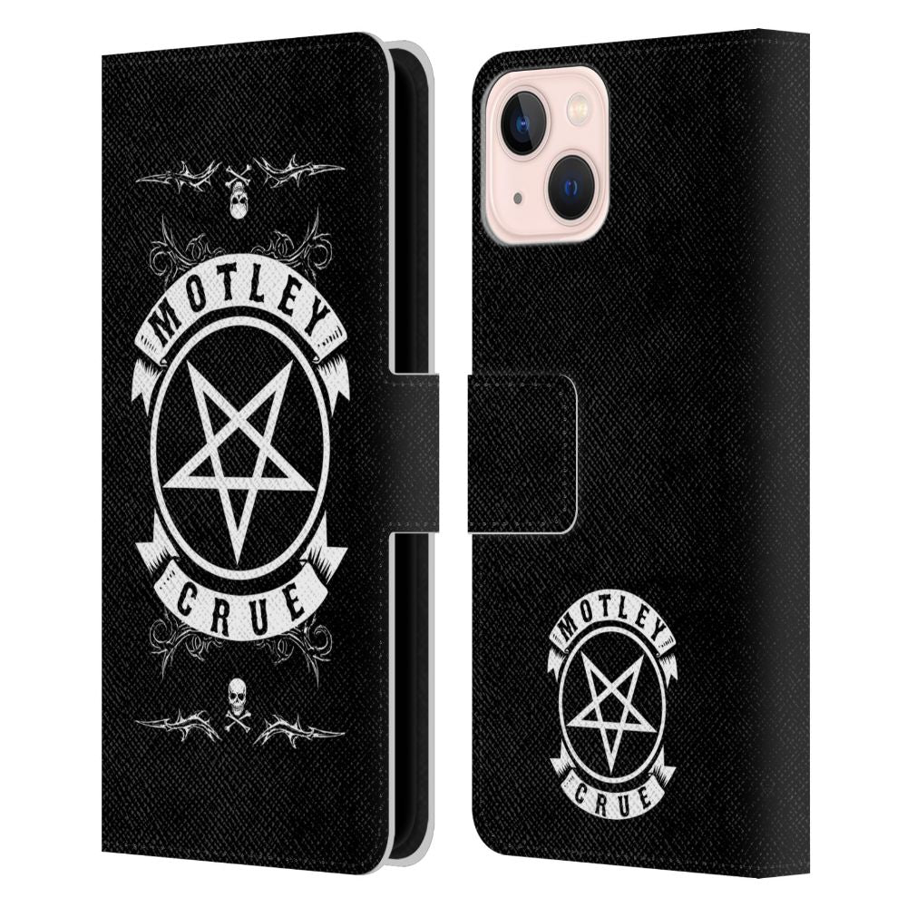 MOTLEY CRUE モトリークルー - Pentagram And Skull レザー手帳型 / Apple iPhoneケース 【公式 / オフィシャル】