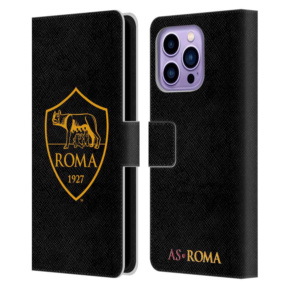 AS ROMA ASローマ - Crest / Black And Gold レザー手帳型 / Apple iPhoneケース 【公式 / オフィシャル】