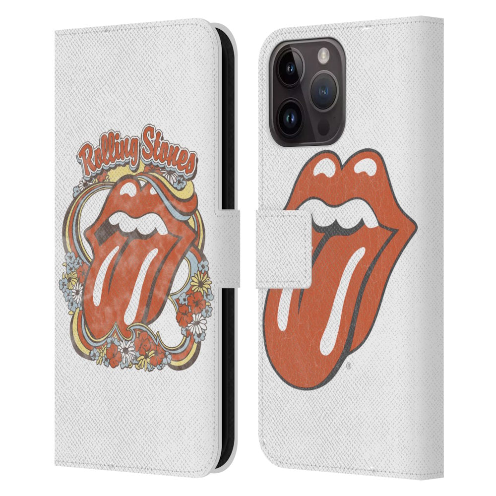 ROLLING STONES ローリングストーンズ (デビュー作 60周年 ) - Flowers Tongue レザー手帳型 / Apple iPhoneケース 【公式 / オフィシャル】