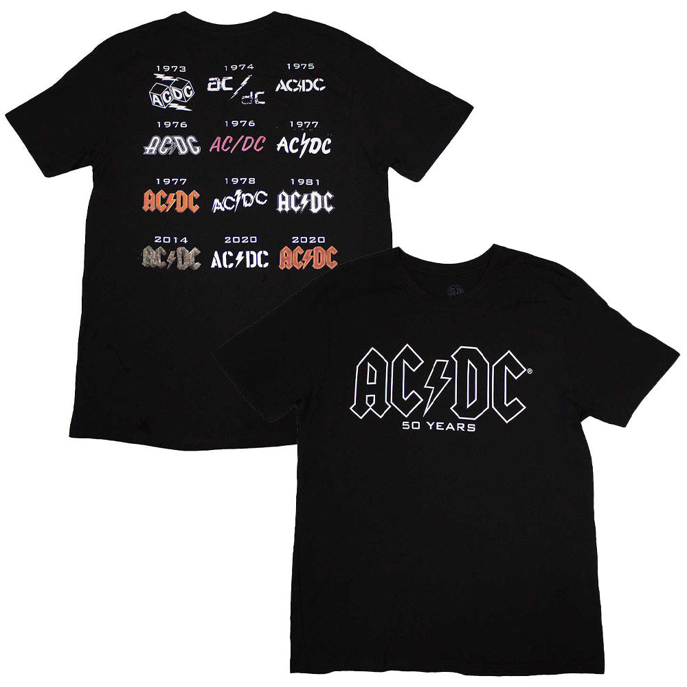 AC/DC エーシーディーシー Logo History バックプリントあり Tシャツ メンズ 公式 オフィシャル