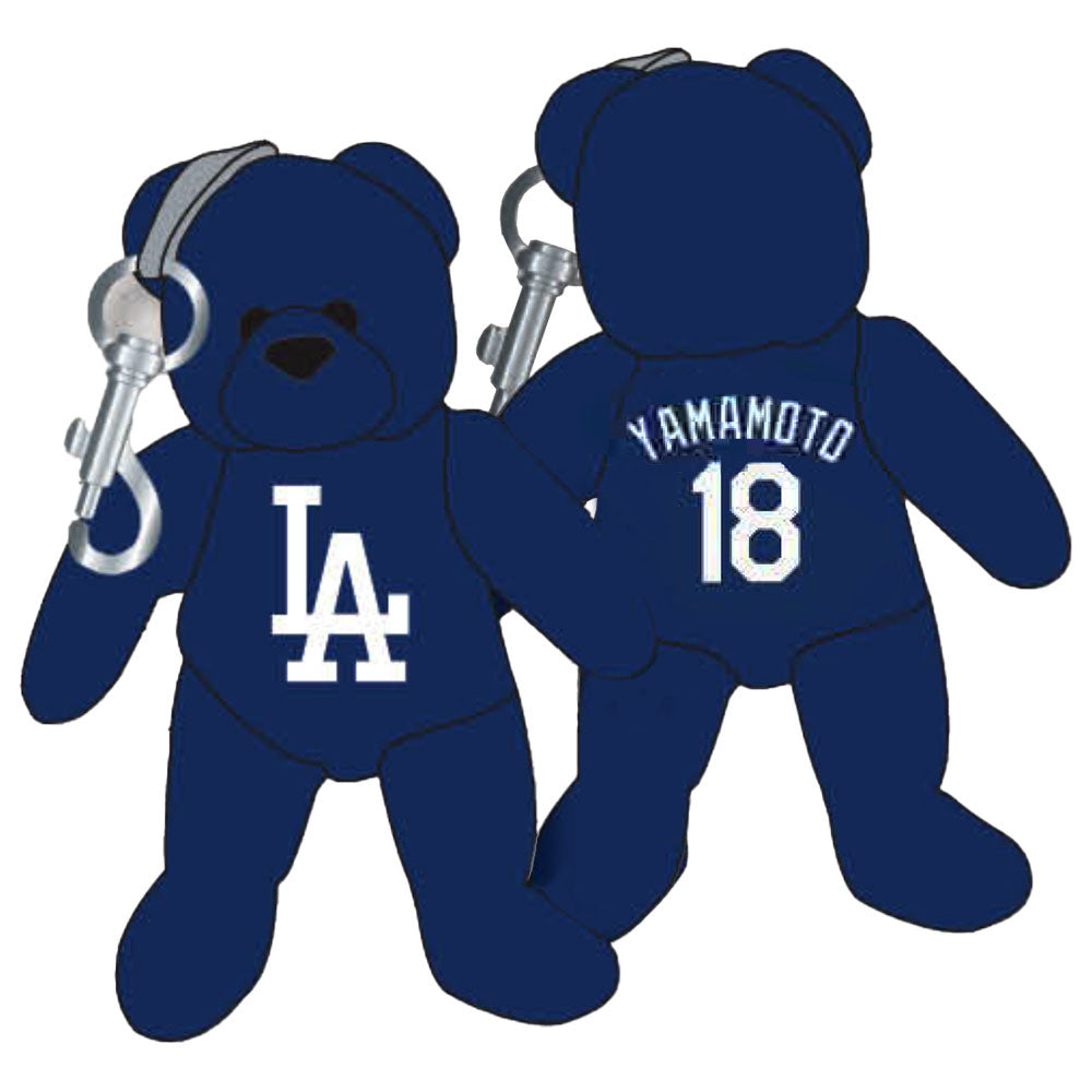 YOSHINOBU YAMAMOTO 山本由伸 - LOS ANGELES DODGERS 4INCH PLUSH SOLID BEAR KEYRING / キーホルダー 【公式 / オフィシャル】