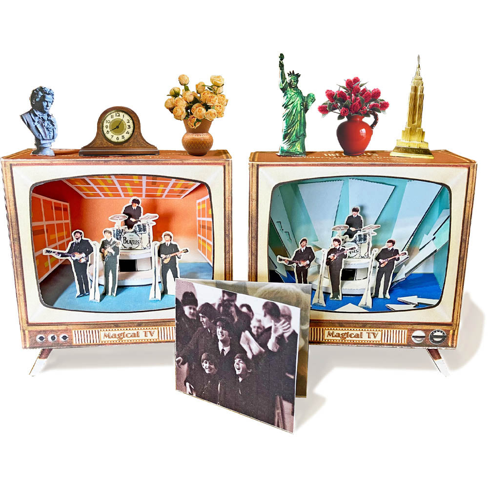 THE BEATLES - (結成 65周年 ) - First TV Appearance in U.S. at Ed Sullivan Show / 2 shows, 2 TV Dioramas / Tatebankoペーパージオラマ