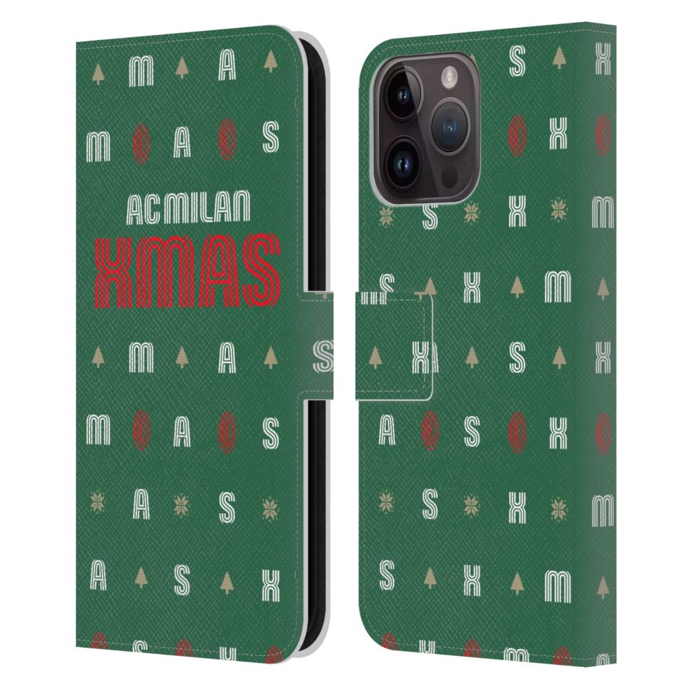 AC MILAN ACミラン (創設 125年 )  Christmas Jumper Pattern 2 レザー手帳型 公式 オフィシャル