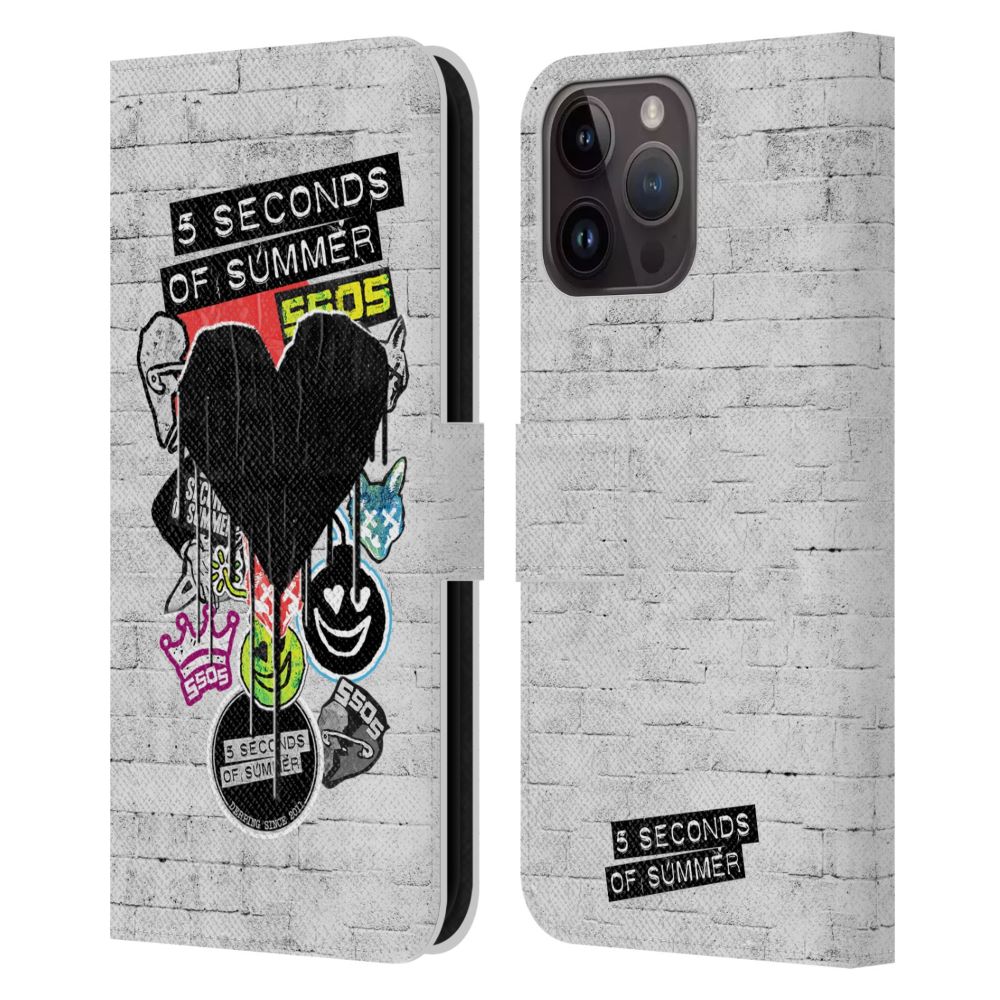 5 SECONDS OF SUMMER ファイヴセカンズオブサマーSticker Bomb Blackheart レザー手帳型 公式 