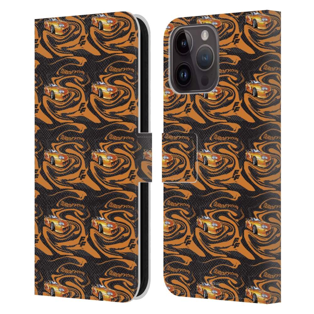 FAST & FURIOUS ワイルド・スピード - Car Pattern / Yellow Orange レザー手帳型 / Apple iPhoneケース 【公式 / オフィシャル】