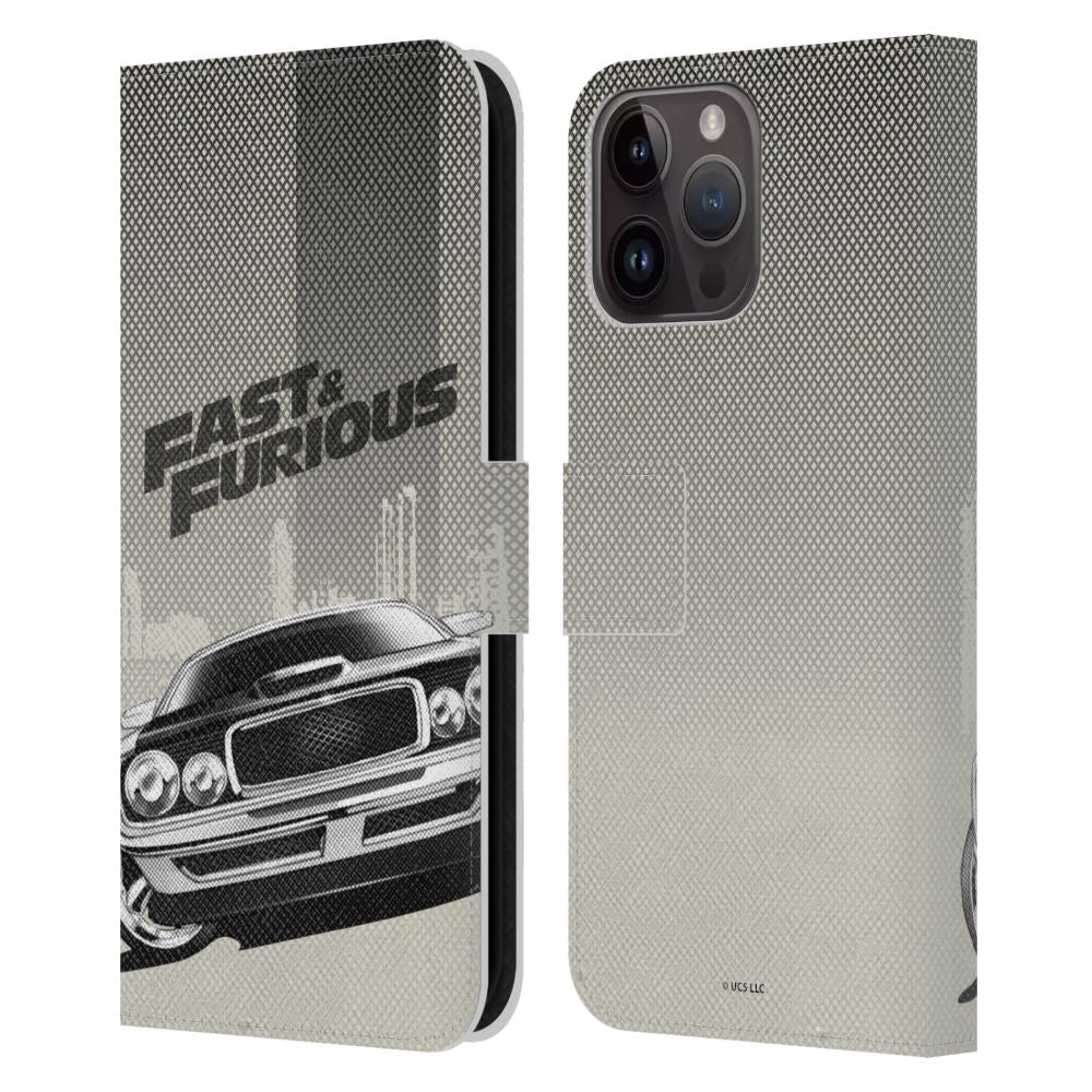 FAST & FURIOUS ワイルド・スピード - Logo Art / Halftone Car レザー手帳型 / Apple iPhoneケース 【公式 / オフィシャル】