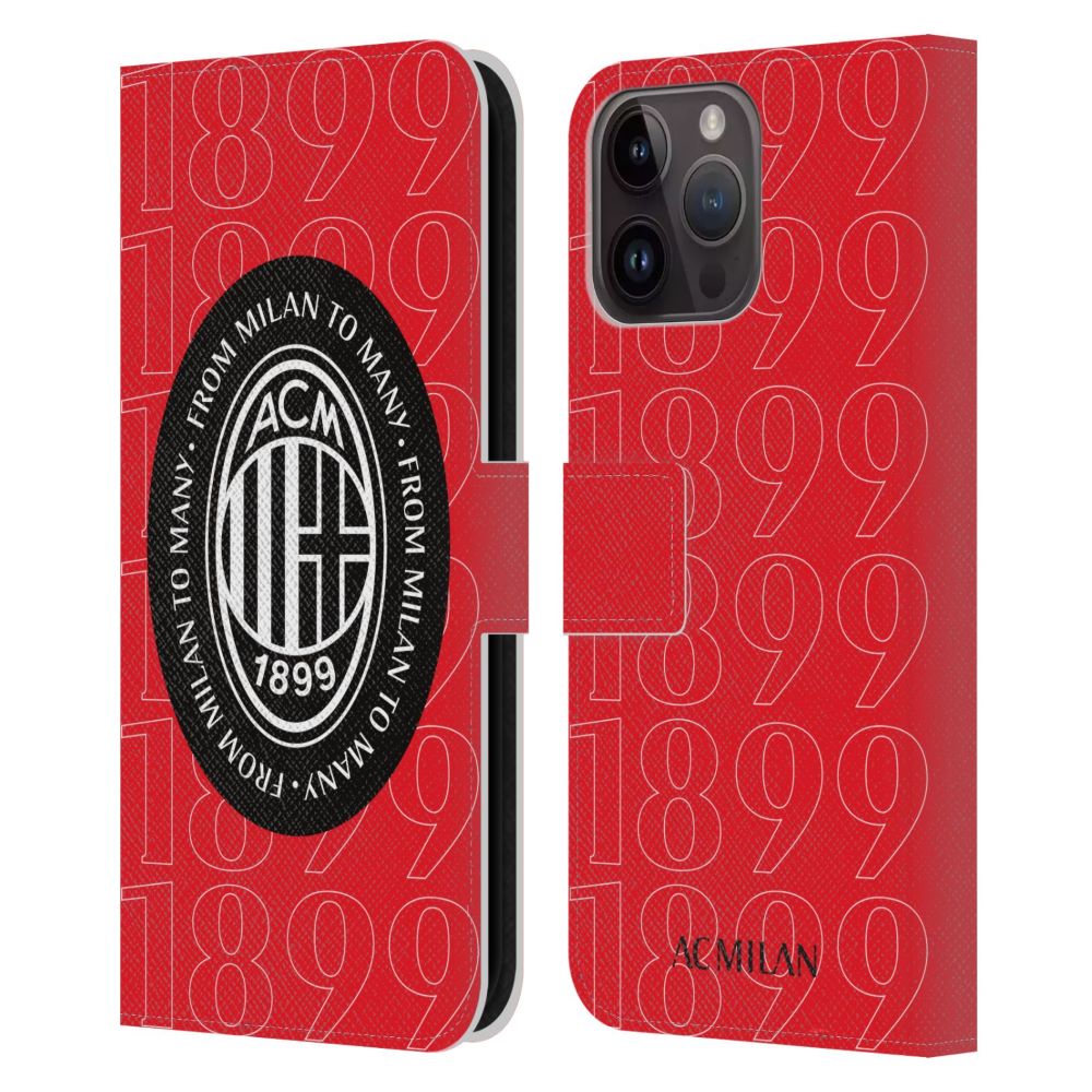 AC MILAN ACミラン (創設 125年 )  Art / 1899 Black Logo レザー手帳型 公式 オフィシャル