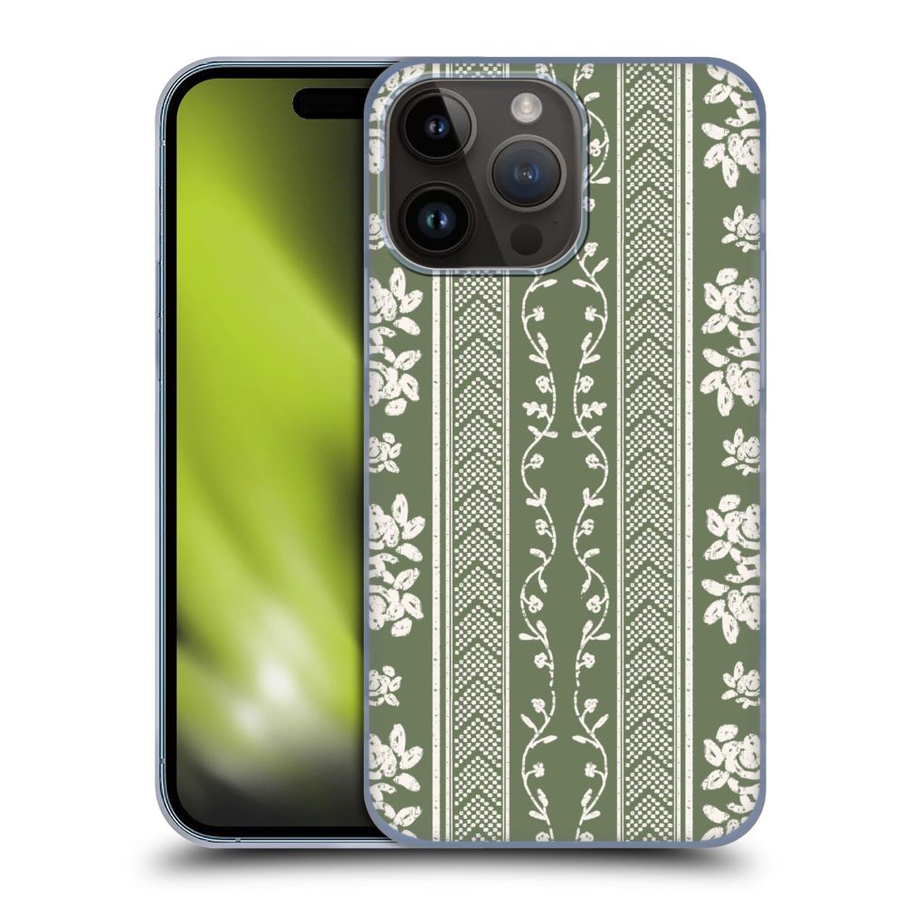 ANIS ILLUSTRATION - Floral And Leaves / Floral Stripes Green ハード case