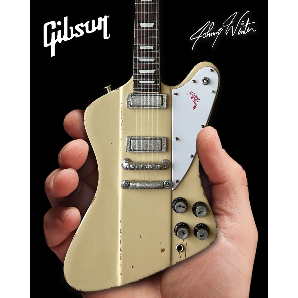 JOHNNY WINTER ジョニーウィンター (追悼10周年 ) - 1964 Gibson Firebird V Polaris White / ミニチュア楽器 【公式 / オフィシャル】