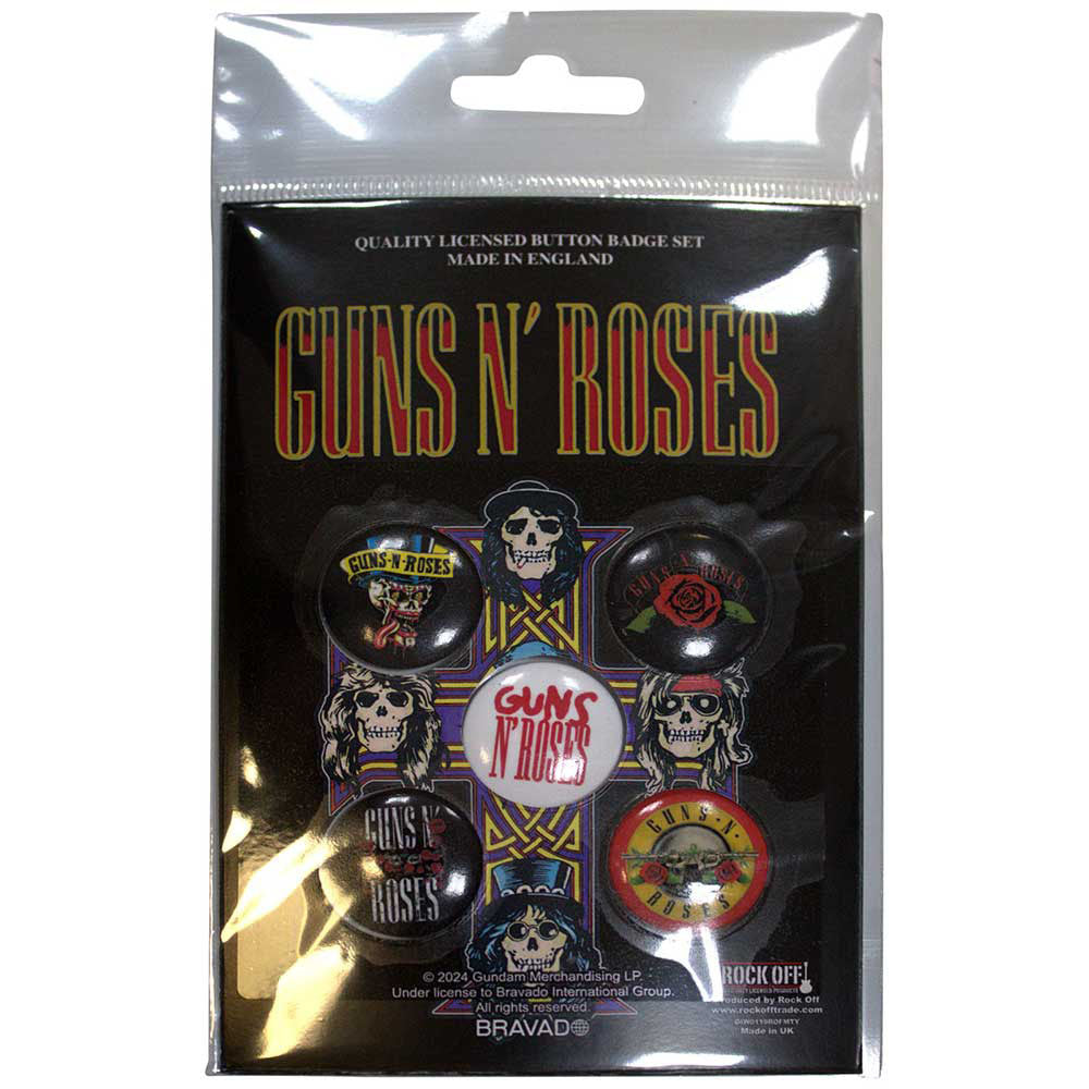 GUNS N ROSES ガンズアンドローゼズ - Bullet Logo / 5個セット / バッジ 【公式 / オフィシャル】