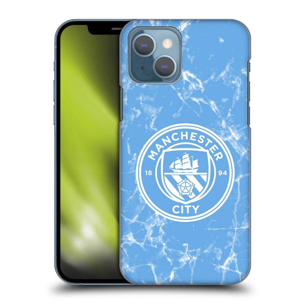 MANCHESTER CITY FC - Marble Badge / Blue White Mono ハード case