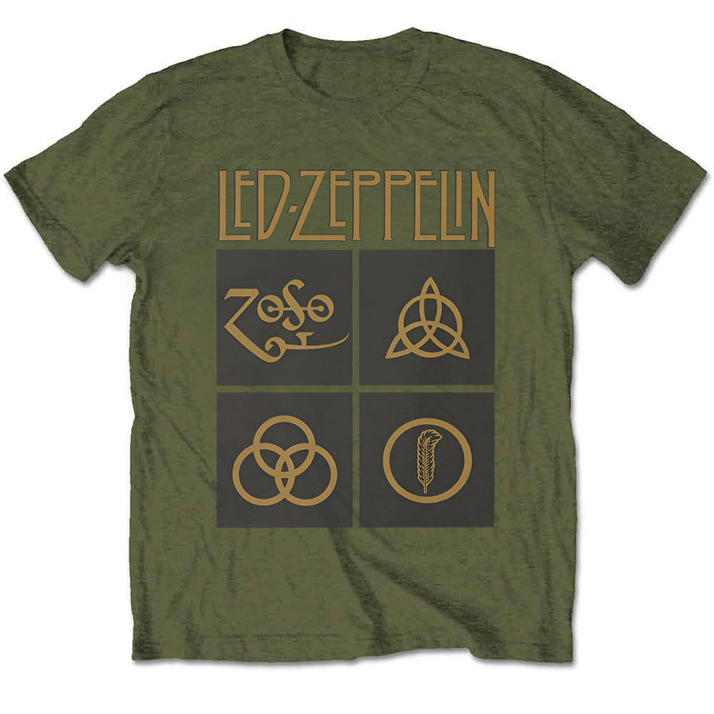 LED ZEPPELIN - (映画 公開予定 ) - Gold Symbols in Black Square