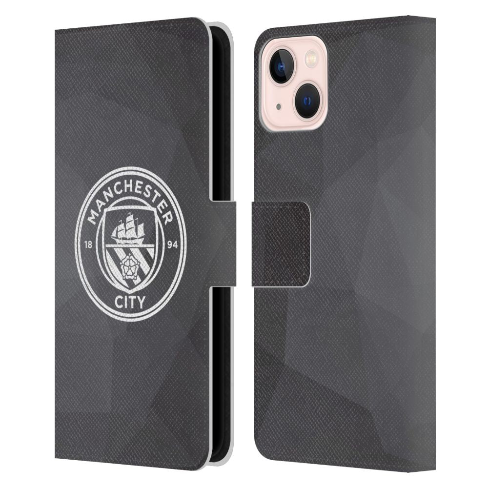 MANCHESTER CITY FC マンチェスターシティFC - Badge Geometric / Black White Mono レザー手帳型 / Apple iPhoneケース 【公式 / オフィシャル】