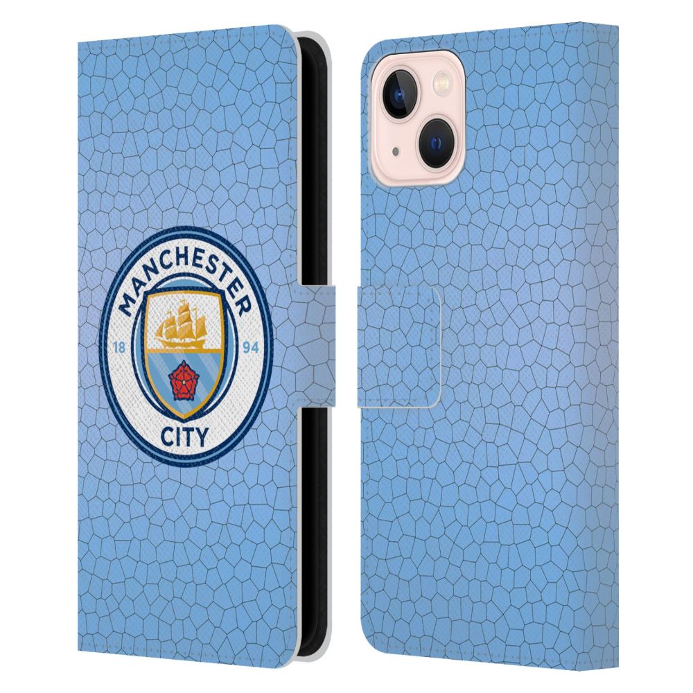 MANCHESTER CITY FC マンチェスターシティFC - Blue Mosaic Full Colour レザー手帳型 / Apple iPhoneケース 【公式 / オフィシャル】