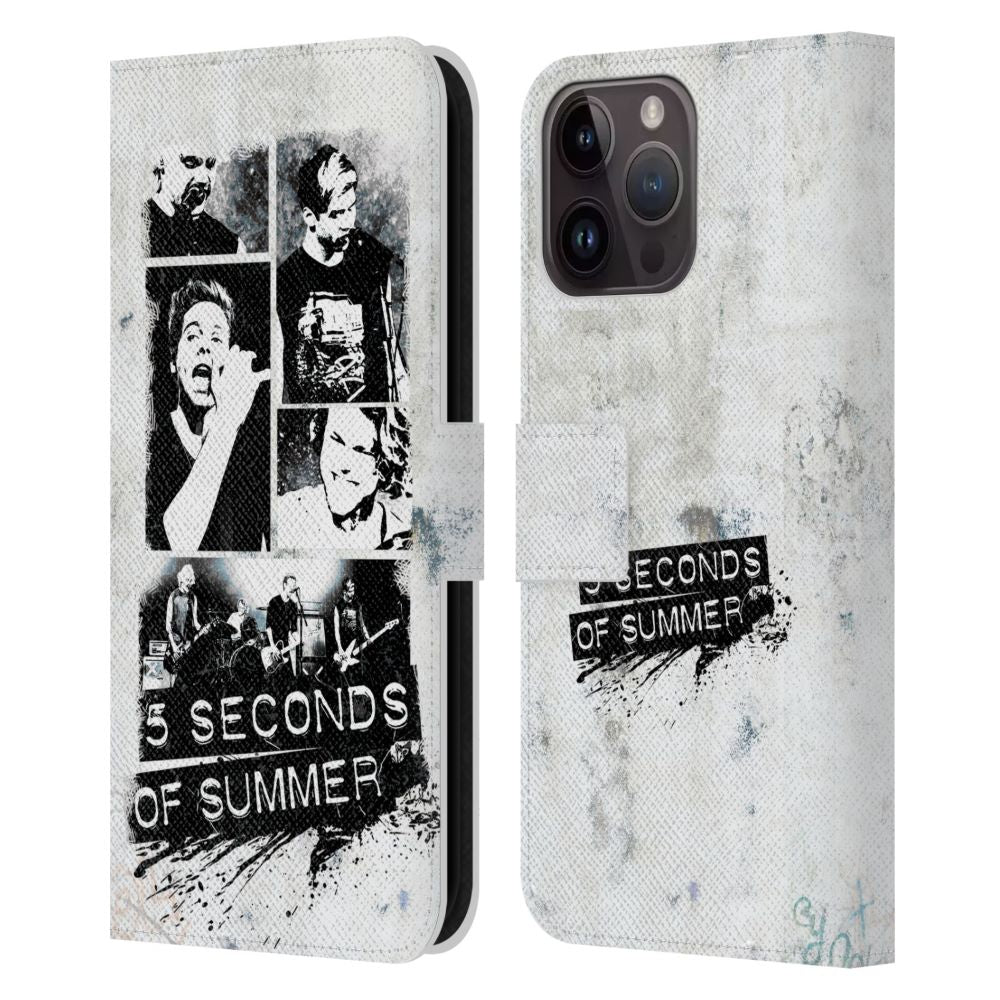 5 SECONDS OF SUMMER ファイヴセカンズオブサマー - roup Photo Montage / Band White レザー手帳型 / Apple iPhoneケース 【公式 / オフィシャル】