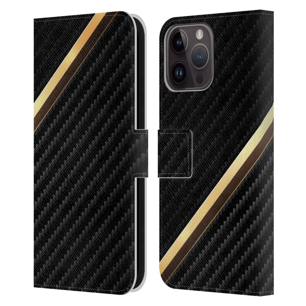 AIMEE STEWART - Carbon Fiber / Gold レザー手帳型