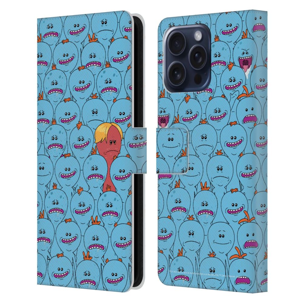 RICK AND MORTY リックアンドモーティ - Season 4 Graphics / Mr. Meeseeks Pattern レザー手帳型 / Apple iPhoneケース 【公式 / オフィシャル】