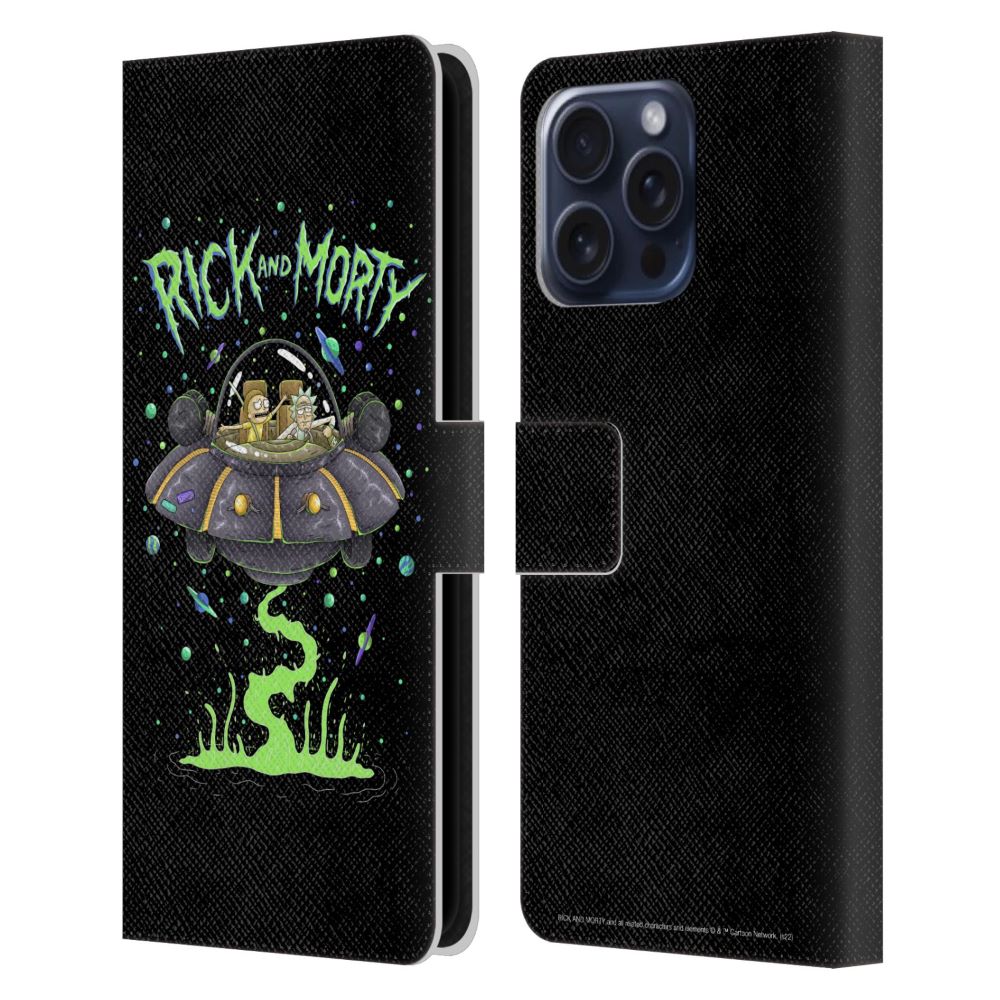 RICK AND MORTY リックアンドモーティ - Season 1 & 2 Graphics / The Space Cruiser レザー手帳型 / Apple iPhoneケース 【公式 / オフィシャル】