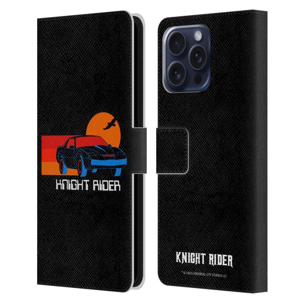 KNIGHT RIDER ナイトライダー - raphics / Kitt Sunset レザー手帳型 / Apple iPhoneケース 【公式 / オフィシャル】