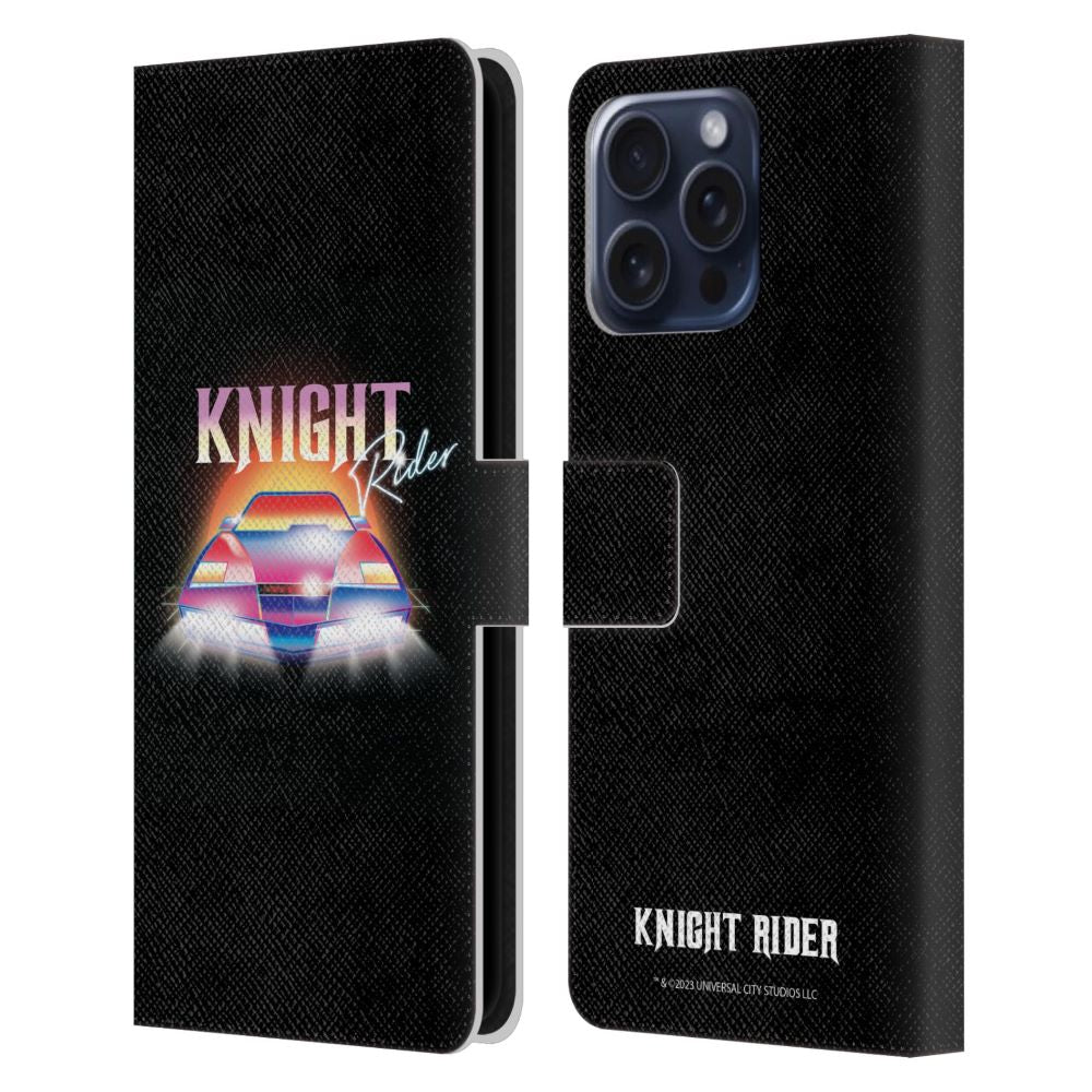 KNIGHT RIDER ナイトライダー - Graphics / Kitt 80's Neon レザー手帳型 / Apple iPhoneケース 【公式 / オフィシャル】