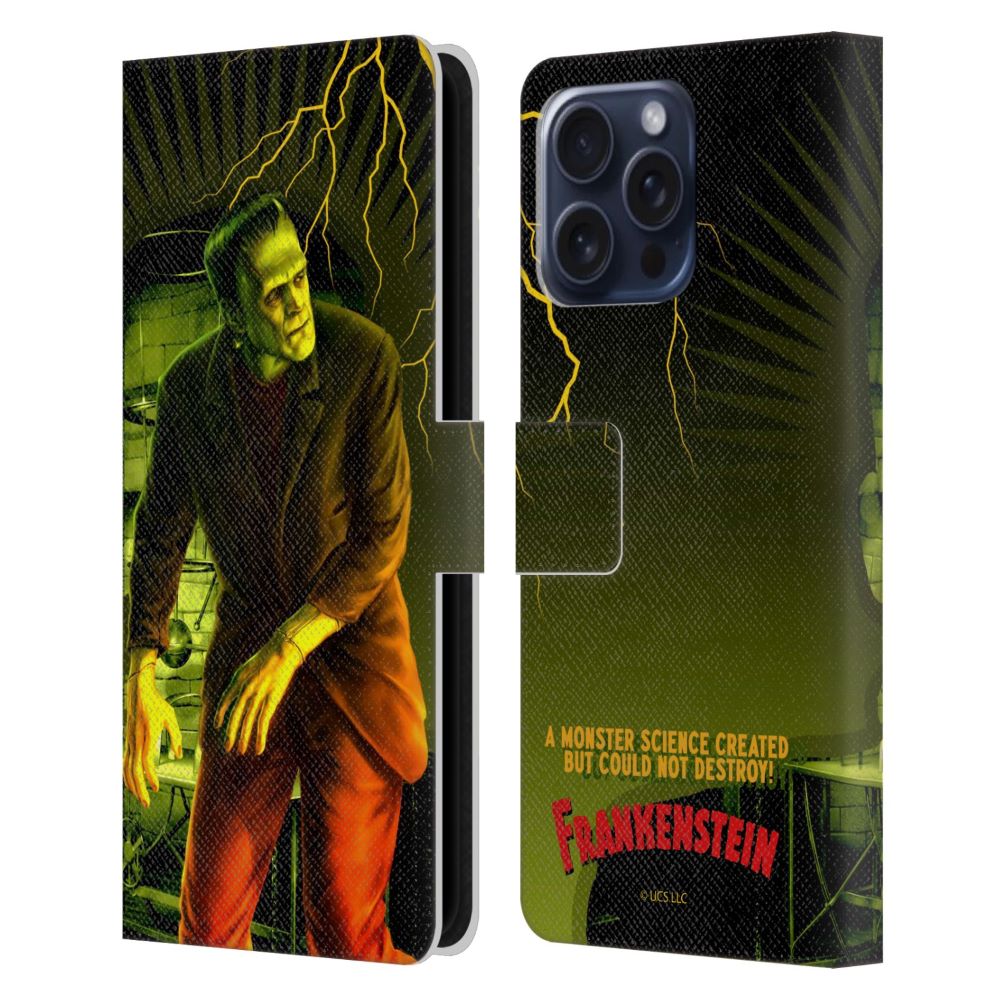 UNIVERSAL MONSTERS ブレックファスト・クラブ - Frankenstein / Yellow レザー手帳型 / Apple iPhoneケース 【公式 / オフィシャル】