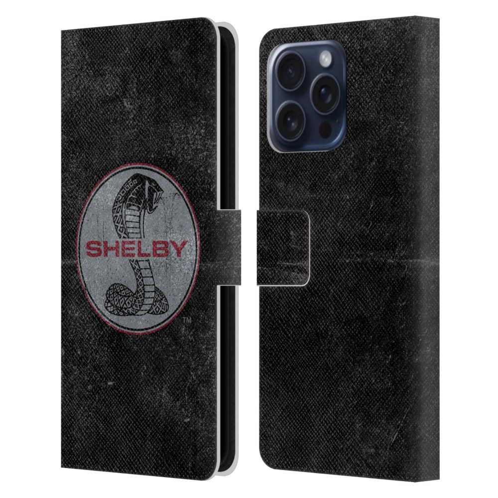 SHELBY - Logos / Distressed Black レザー手帳型