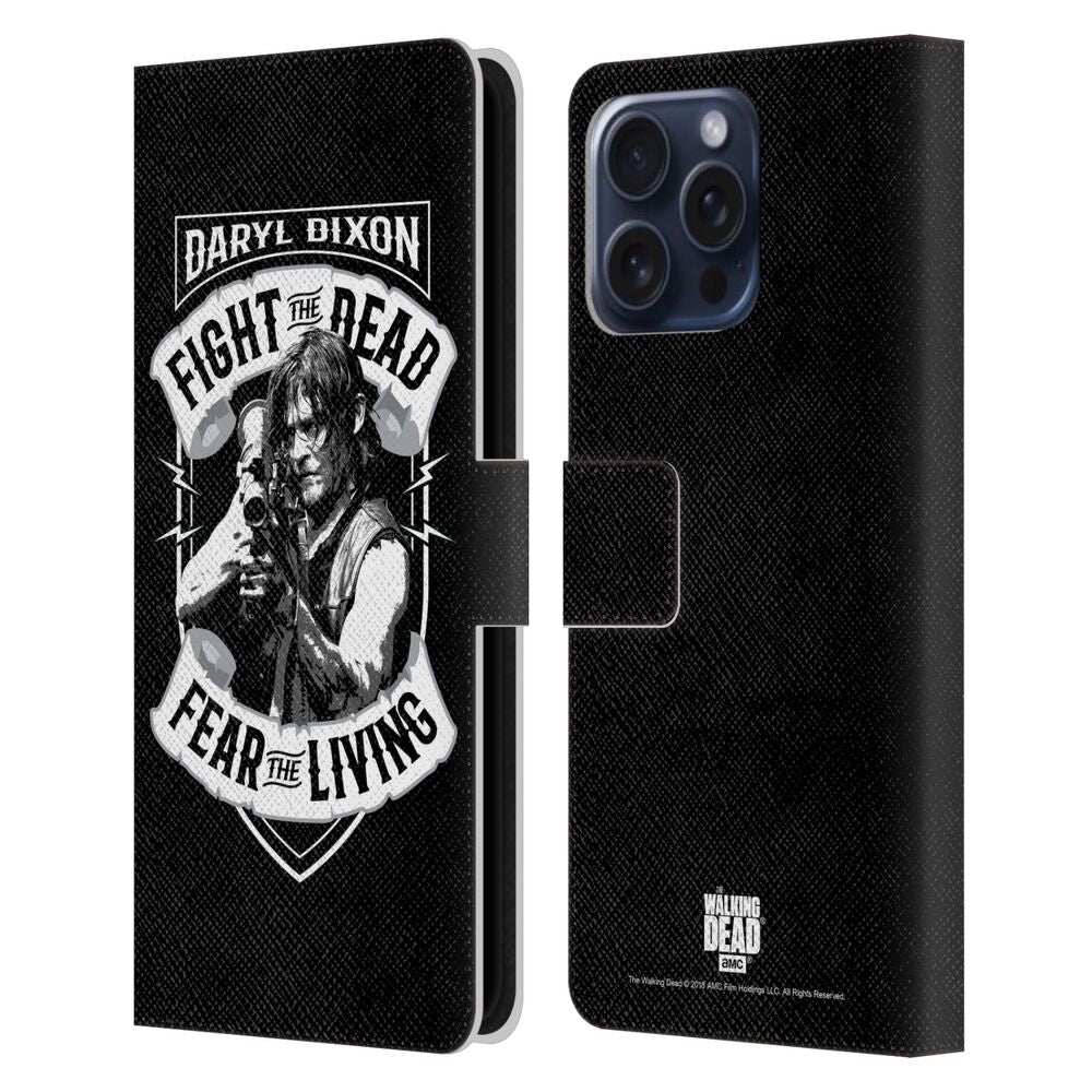 WALKING DEAD ウォーキングデッド - Daryl Dixon Biker Art / RPG Black White レザー手帳型 / Apple iPhoneケース 【公式 / オフィシャル】