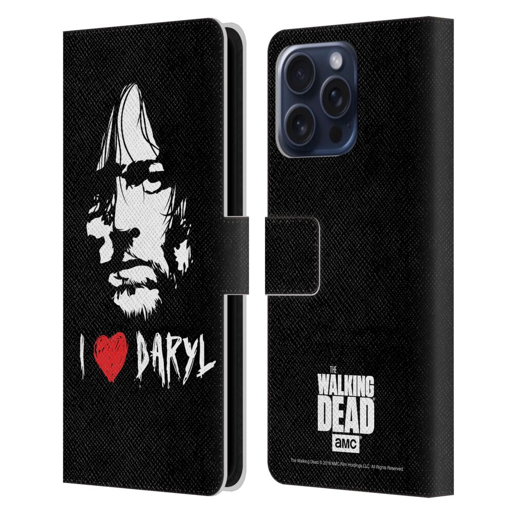 WALKING DEAD ウォーキングデッド - Typography / Love Daryl Face レザー手帳型 / Apple iPhoneケース 【公式 / オフィシャル】