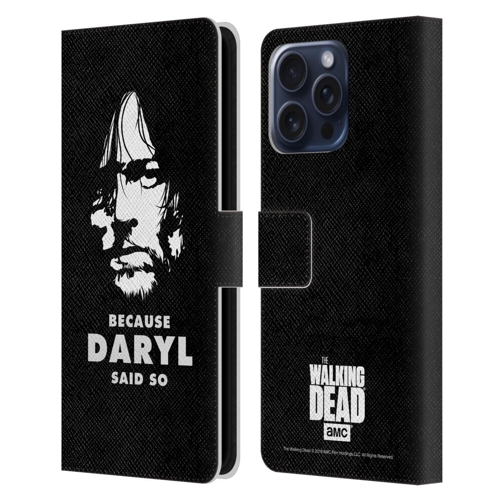 WALKING DEAD ウォーキングデッド - Typography / Daryl Says レザー手帳型 / Apple iPhoneケース 【公式 / オフィシャル】