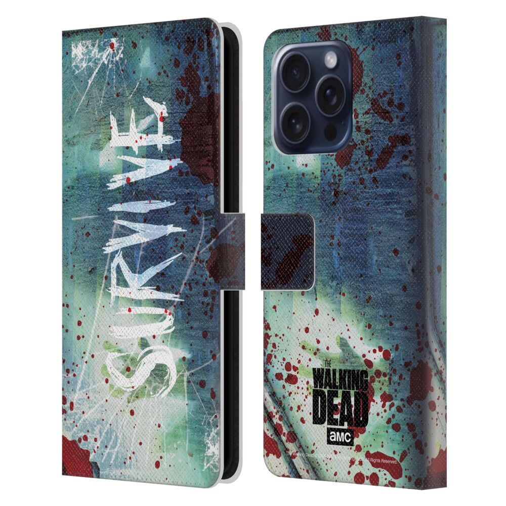 WALKING DEAD ウォーキングデッド - Typography / Survive Torned Glass レザー手帳型 / Apple iPhoneケース 【公式 / オフィシャル】